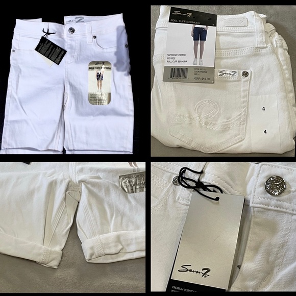 Seven7 by Seven Womens White Denim jeans shorts, NWT, rolled cuffed, size 4 - Picture 1 of 14